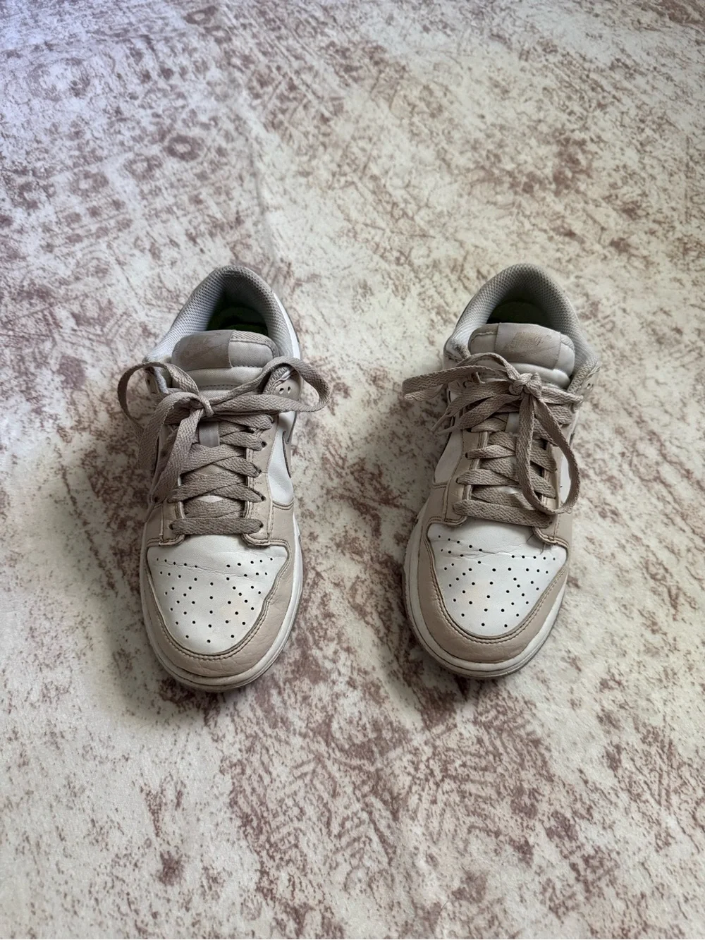 Nike cream and White Dunks Low